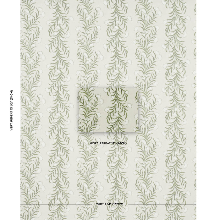Schumacher Tasmanian Mimosa Ivory & Green Wallpaper Sample 5015362