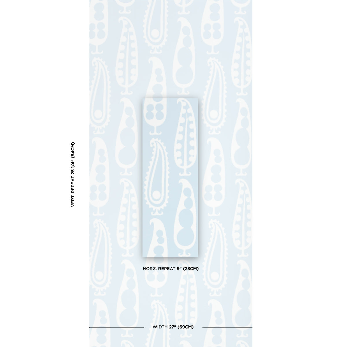 Schumacher Paisley Peas Sky Wallpaper Sample 5015380