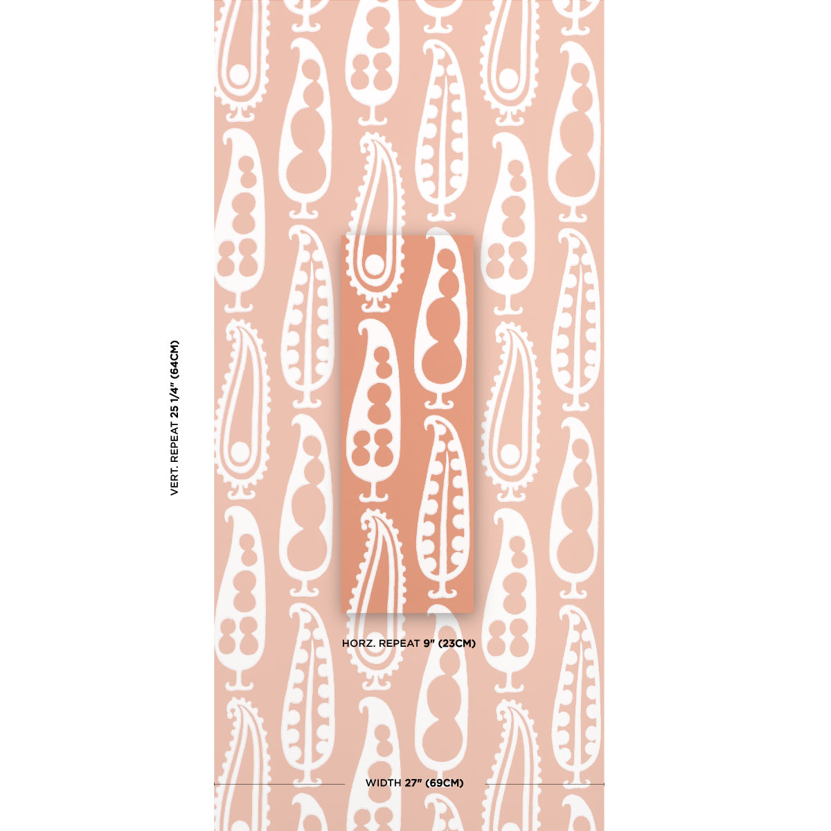 Schumacher Paisley Peas Terracotta Wallpaper Sample 5015383