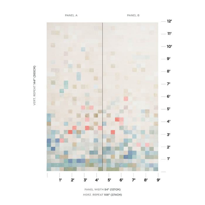 Schumacher Madame De Pixel Panel Set Multi Wallpaper Sample 5015390