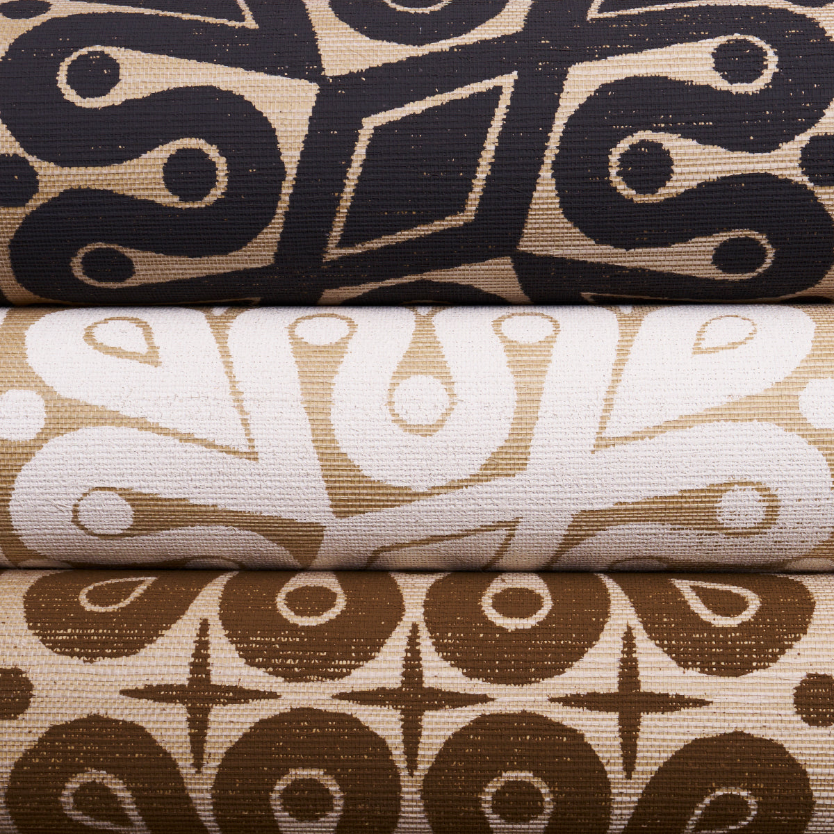 Schumacher Borneo Grasscloth White Wallpaper Sample 5015411