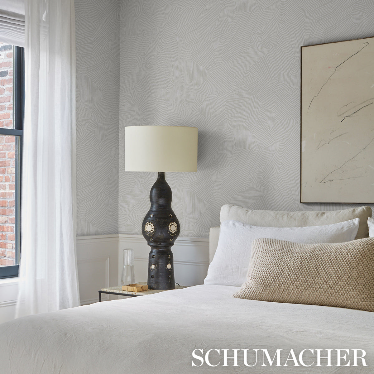 Schumacher Labyrinth Grand Sandstone Wallpaper Sample 5015431