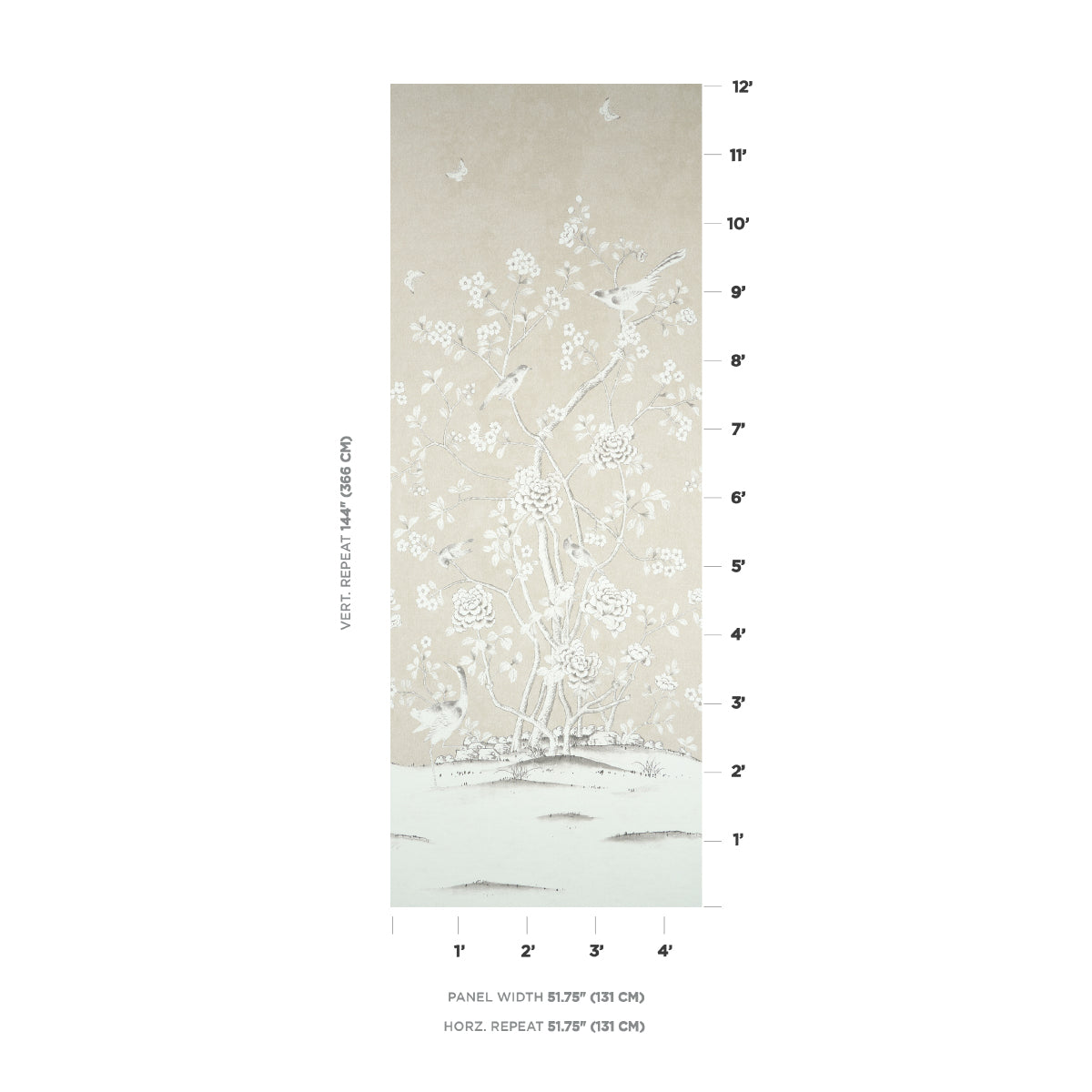 Schumacher Chinois Palais Panel Stone Wallpaper 5015440
