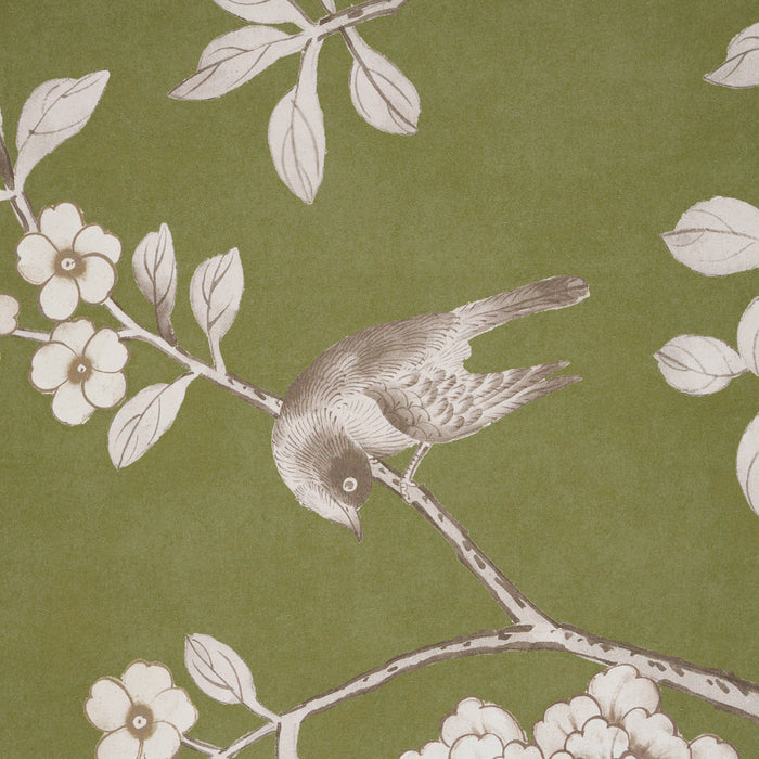 Schumacher Chinois Palais Panel Olive Wallpaper 5015442