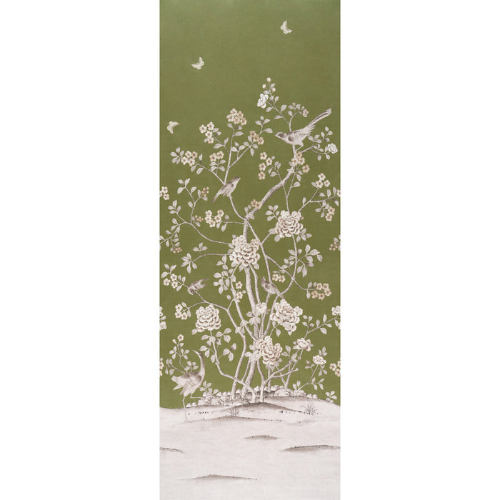 Schumacher Chinois Palais Panel Olive Wallpaper 5015442