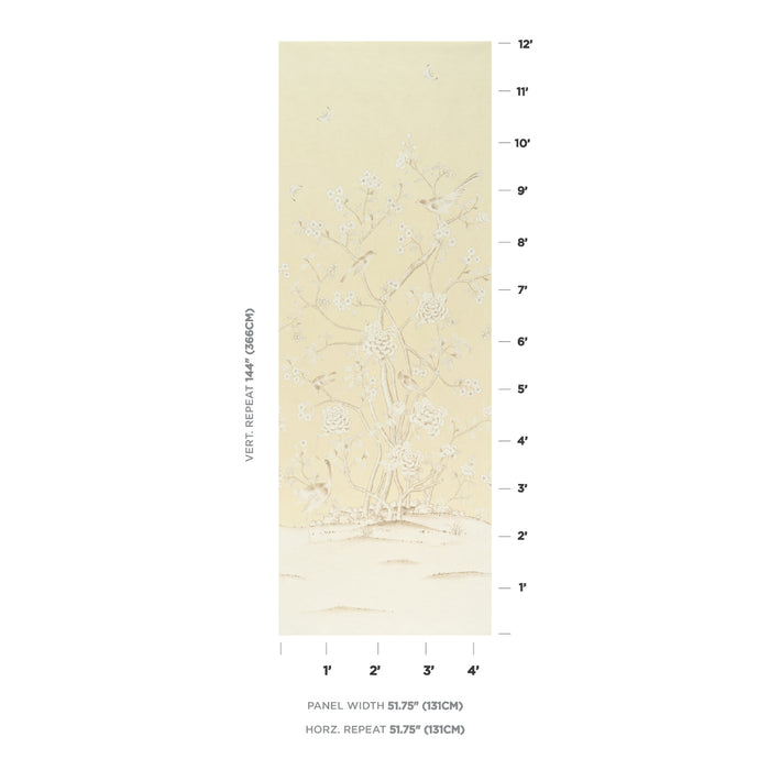 Schumacher Chinois Palais Panel Butter Wallpaper Sample 5015443