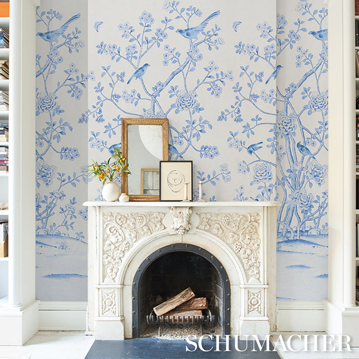 Schumacher Chinois Palais Panel Porcelain Wallpaper Sample 5015444