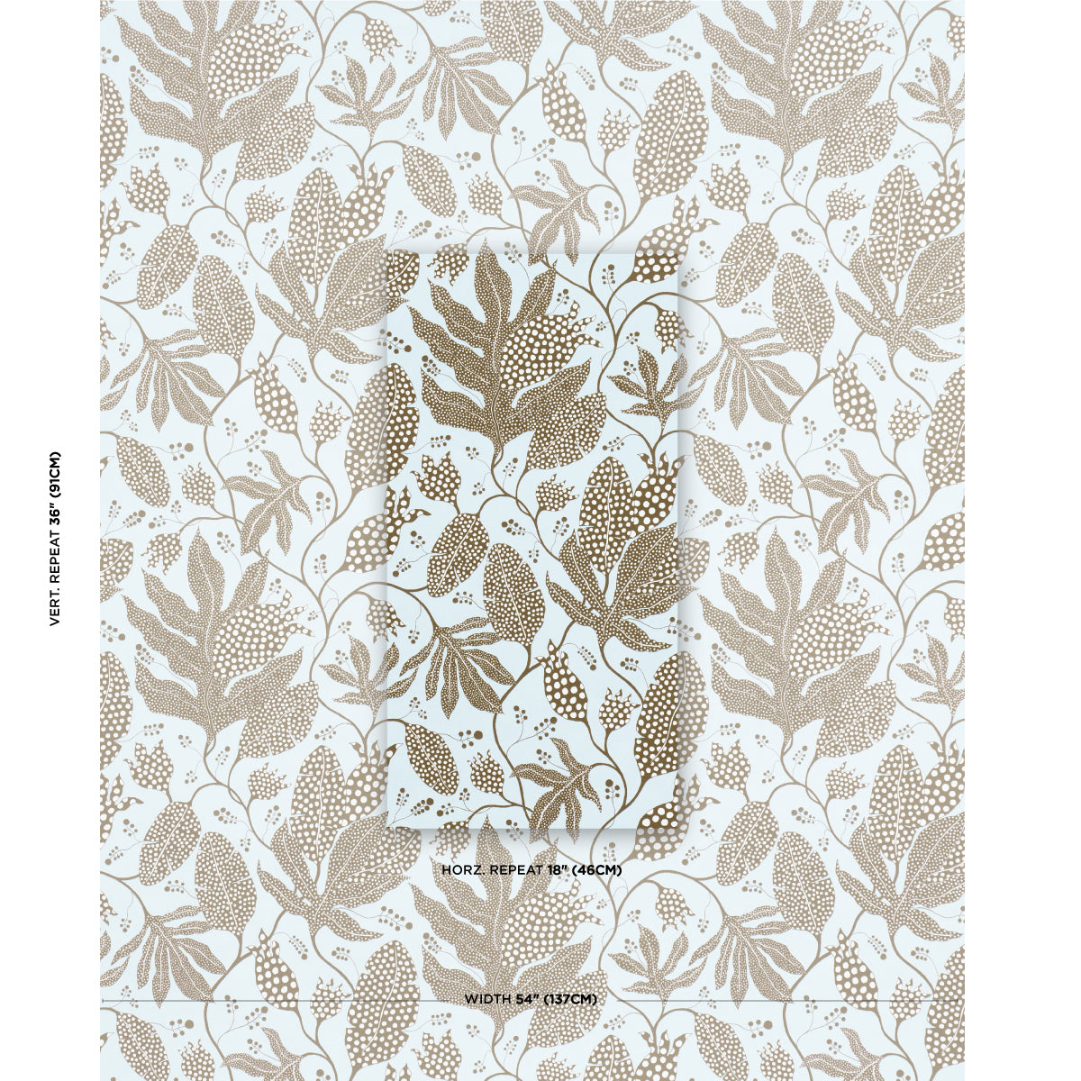 Schumacher Polka Dot Jungle Brown & Sky Wallpaper Sample 5015461