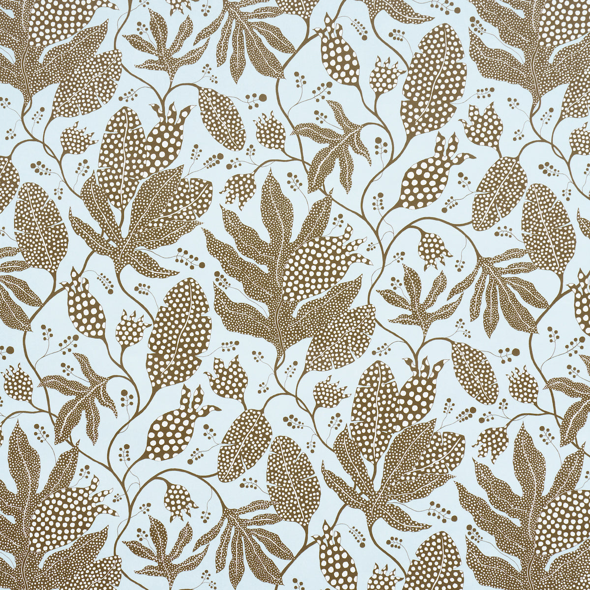 Schumacher Polka Dot Jungle Brown & Sky Wallpaper Sample 5015461