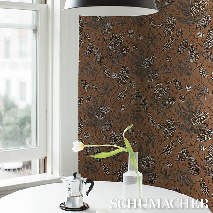 Schumacher Polka Dot Jungle Terracotta Wallpaper Sample 5015465