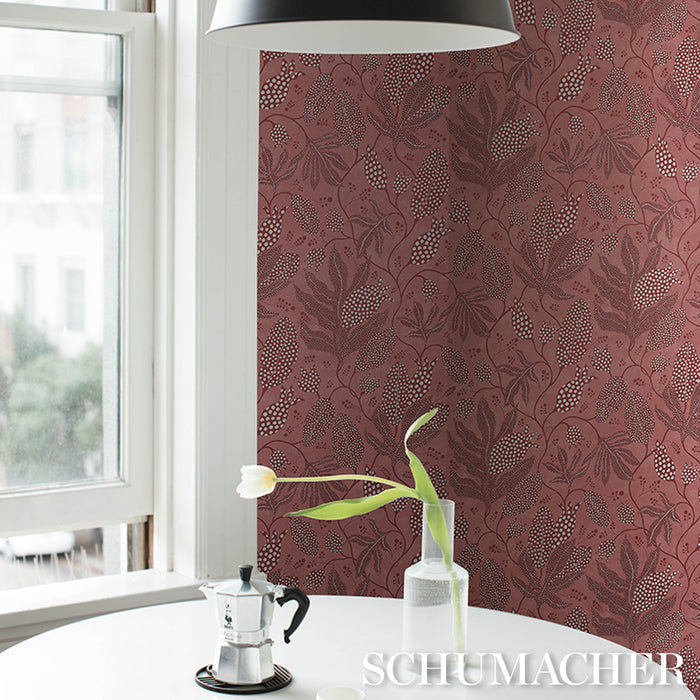 Schumacher Polka Dot Jungle Raspberry Wallpaper 5015466
