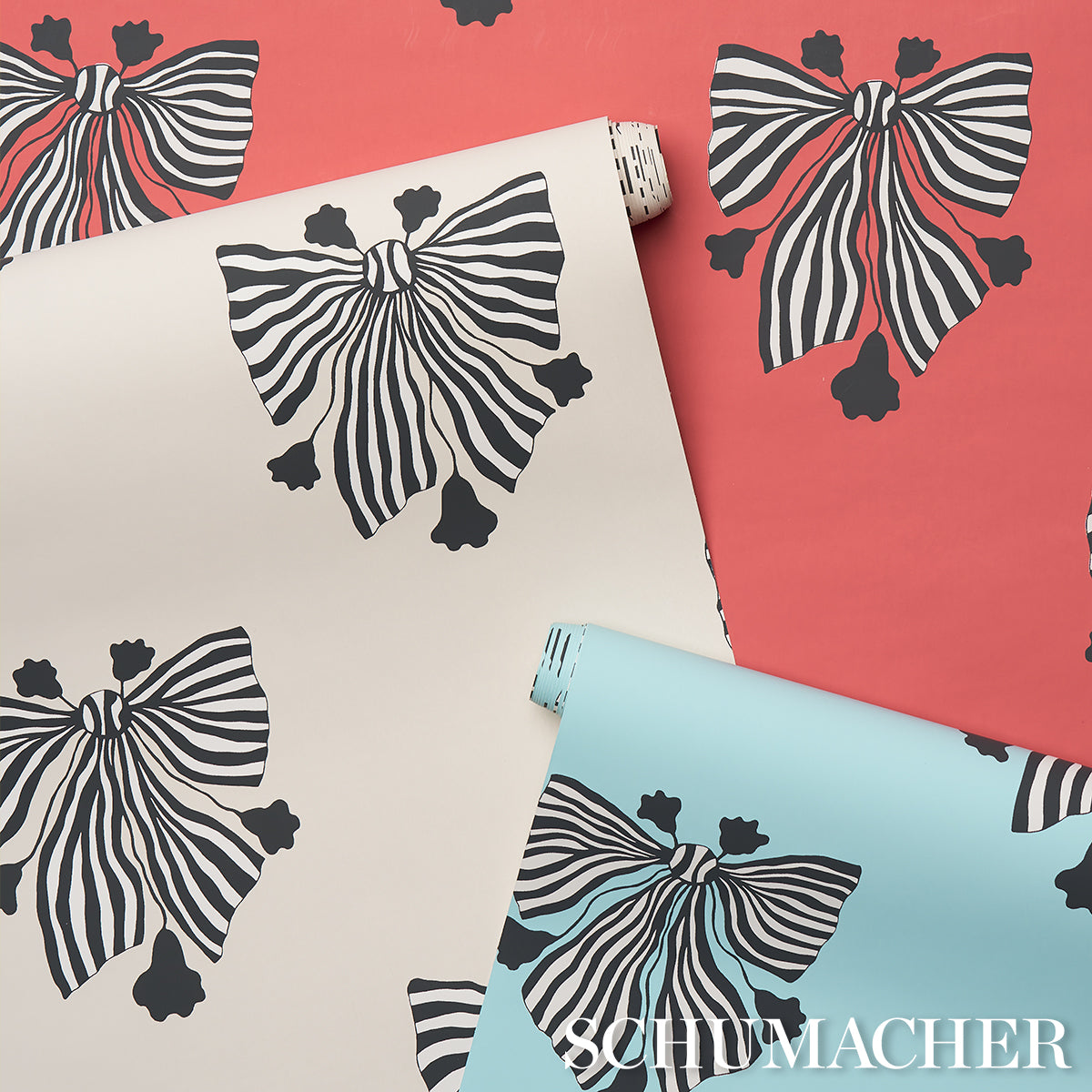 Schumacher Bow-Wow-Wow Aqua Wallpaper Sample 5015470
