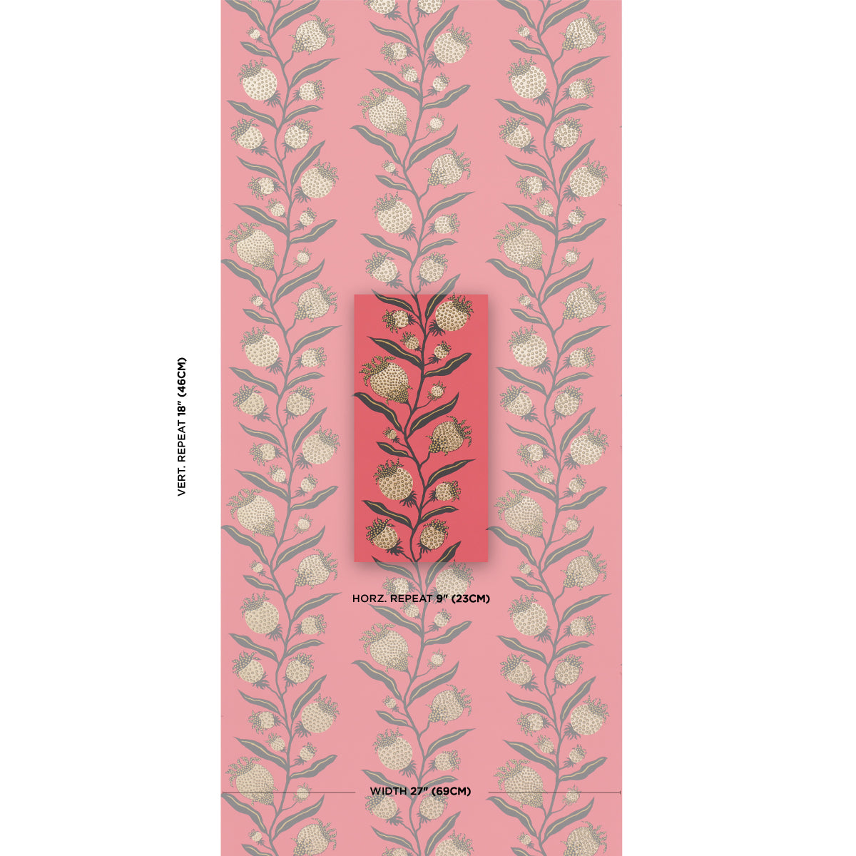 Schumacher Thistle Vine Red & Gold Wallpaper 5015480