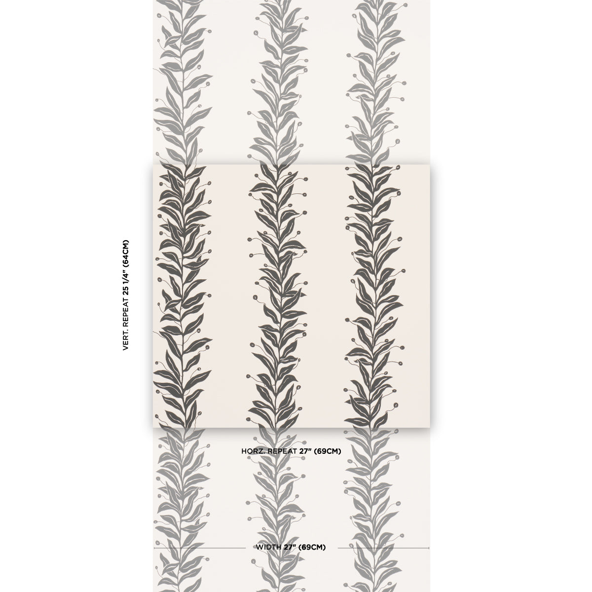 Schumacher Tendril Stripe Black & Cream Wallpaper Sample 5015490