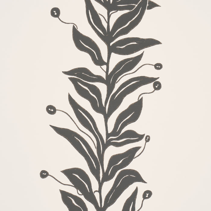 Schumacher Tendril Stripe Black & Cream Wallpaper Sample 5015490