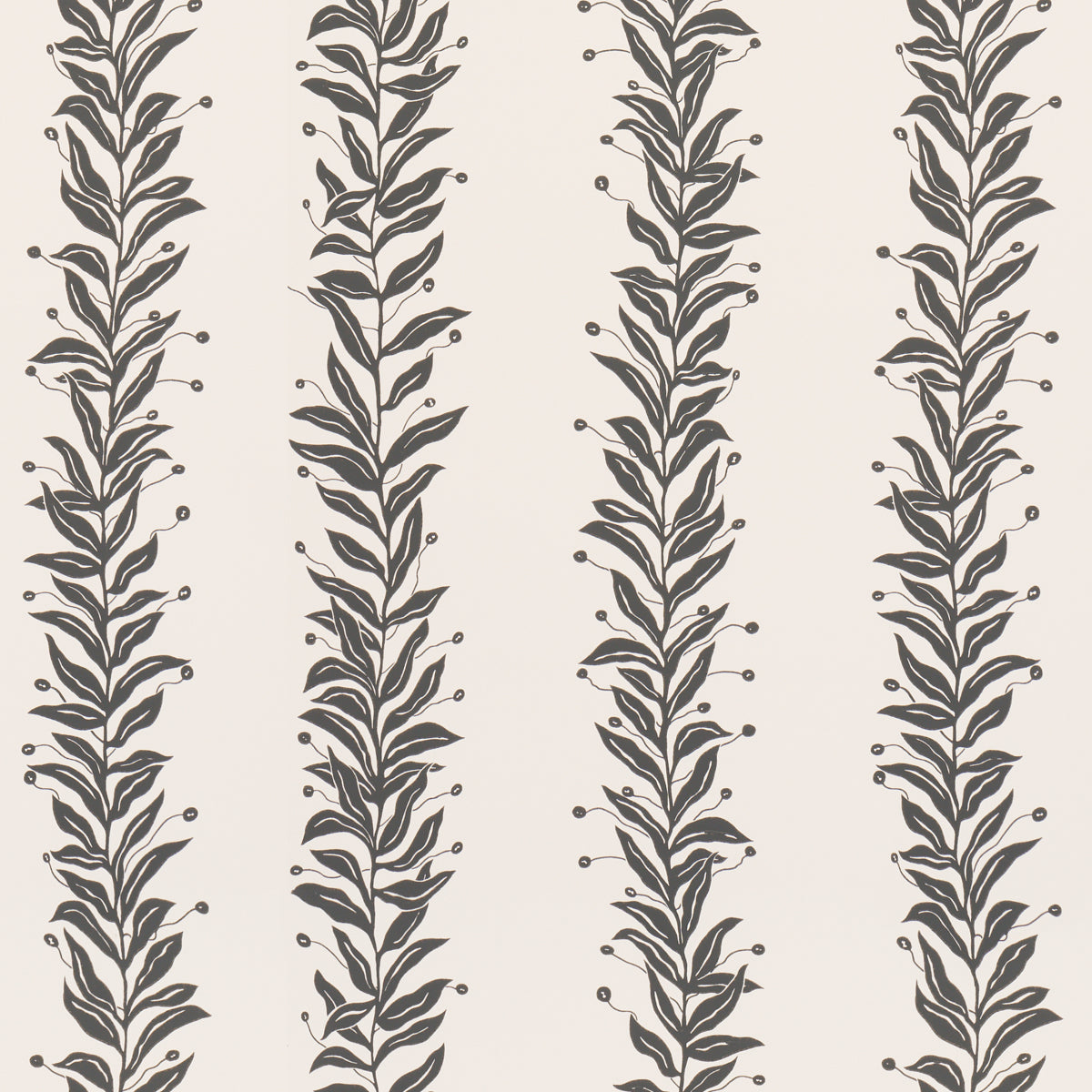 Schumacher Tendril Stripe Black & Cream Wallpaper Sample 5015490