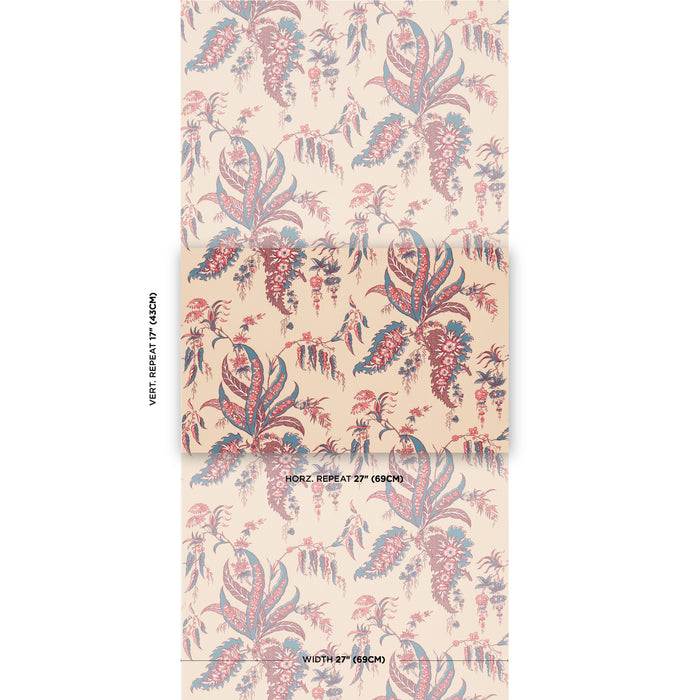 Schumacher Apolline Botanical Rouge & Bleu Wallpaper 5015500