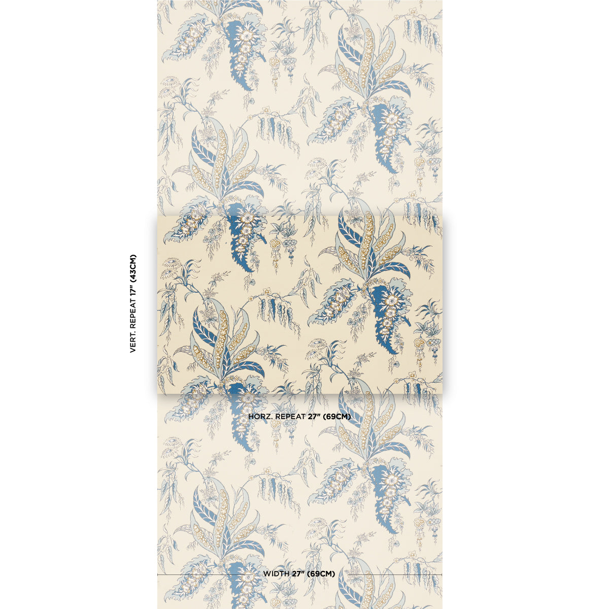 Schumacher Apolline Botanical Ciel & Marine Wallpaper Sample 5015501