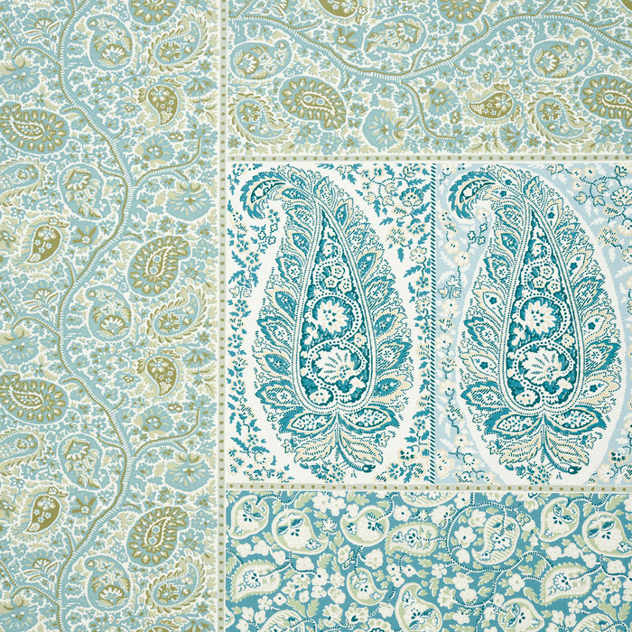 Schumacher Colmery Paisley Panel Set Peacock Wallpaper Sample 5015510