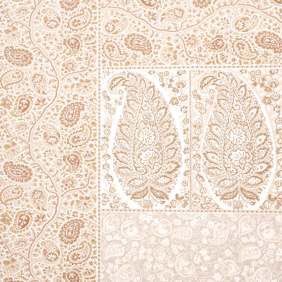 Schumacher Colmery Paisley Panel Set Parchment Wallpaper Sample 5015511