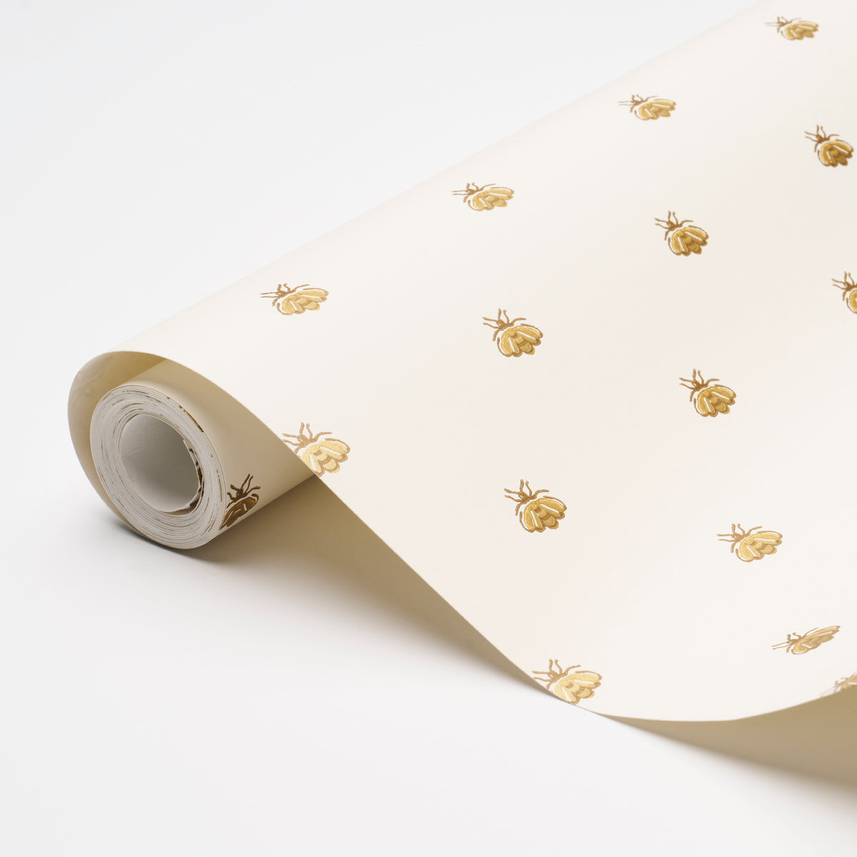 Schumacher Hubert's Bees White & Gold Wallpaper Sample 5015530
