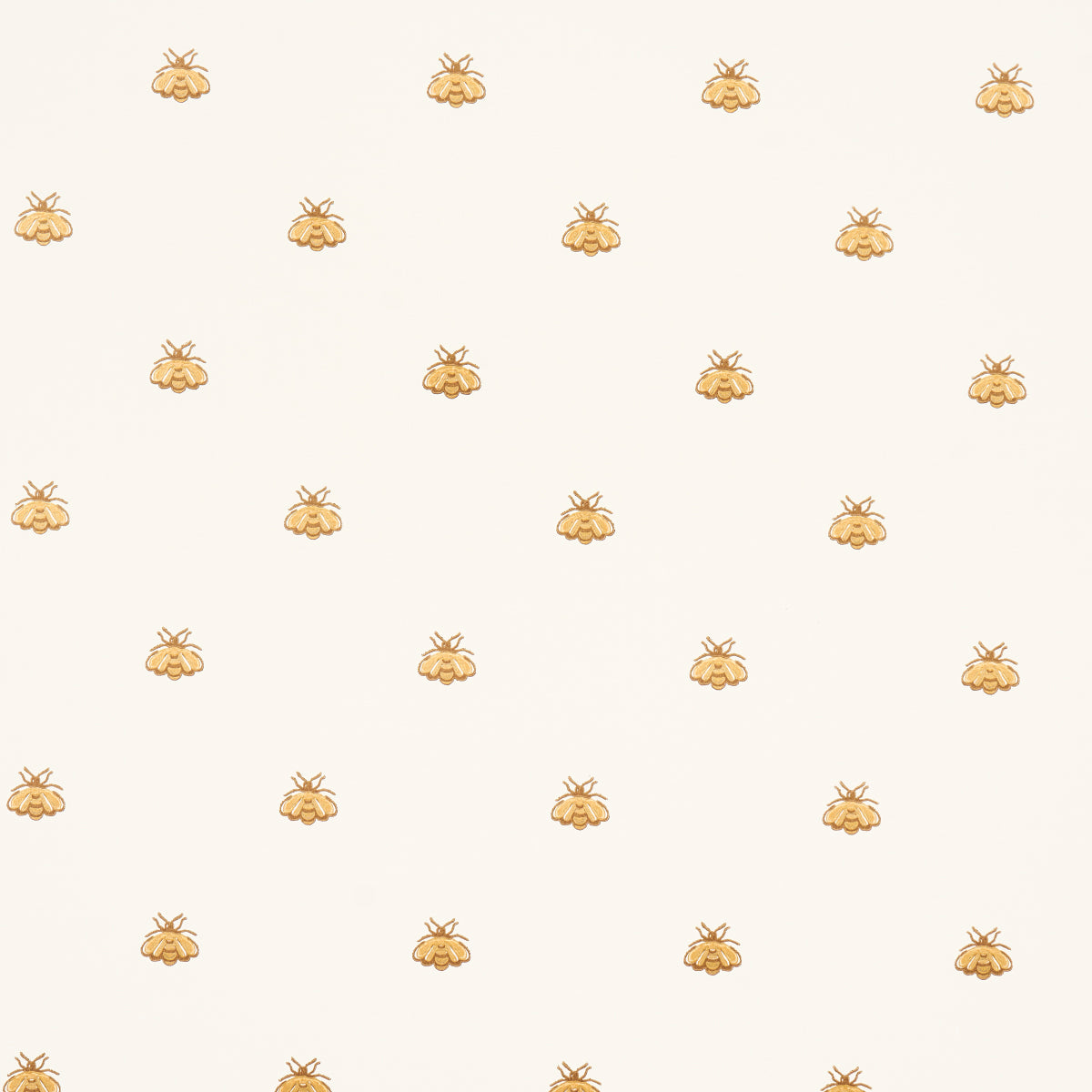 Schumacher Hubert's Bees White & Gold Wallpaper Sample 5015530