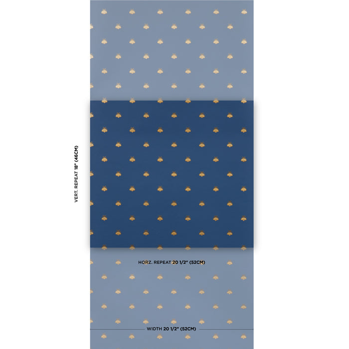 Schumacher Hubert's Bees Midnight & Gold Wallpaper Sample 5015531