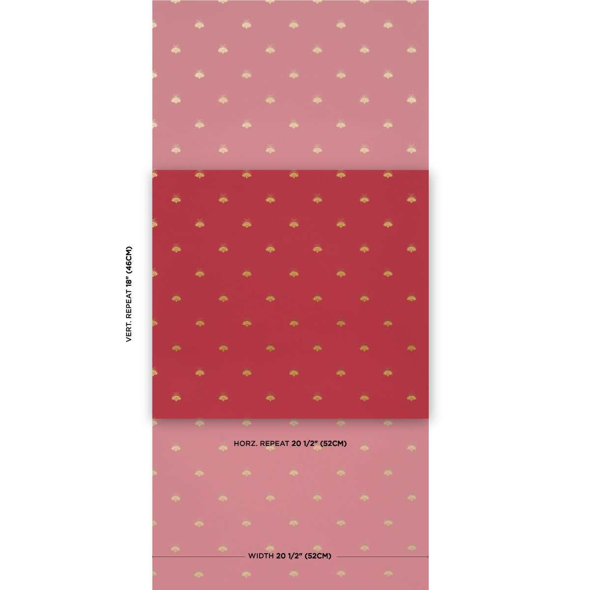 Schumacher Hubert's Bees Rouge & Gold Wallpaper 5015532