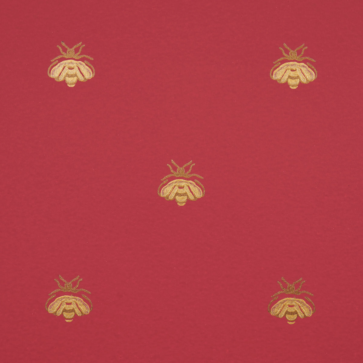 Schumacher Hubert's Bees Rouge & Gold Wallpaper Sample 5015532