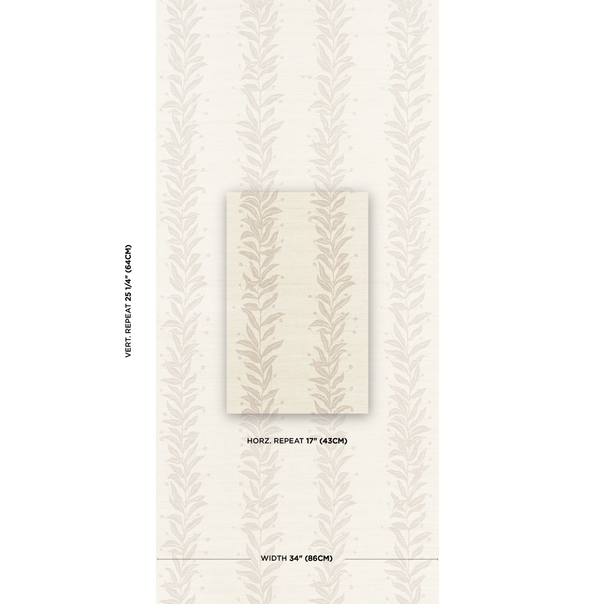 Schumacher Tendril Stripe Sisal Natural Wallpaper Sample 5015561