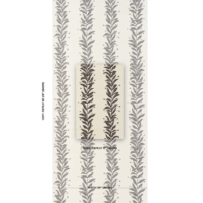 Schumacher Tendril Stripe Sisal Black & Cream Wallpaper 5015562