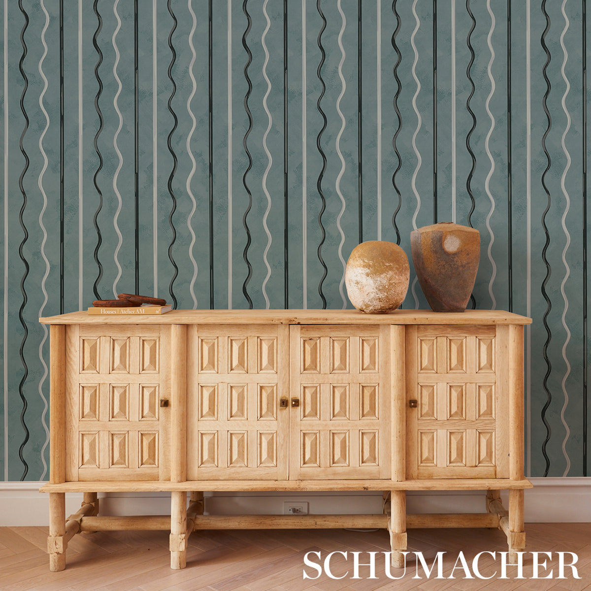 Schumacher Affogato Blue Gray Wallpaper Sample 5015570