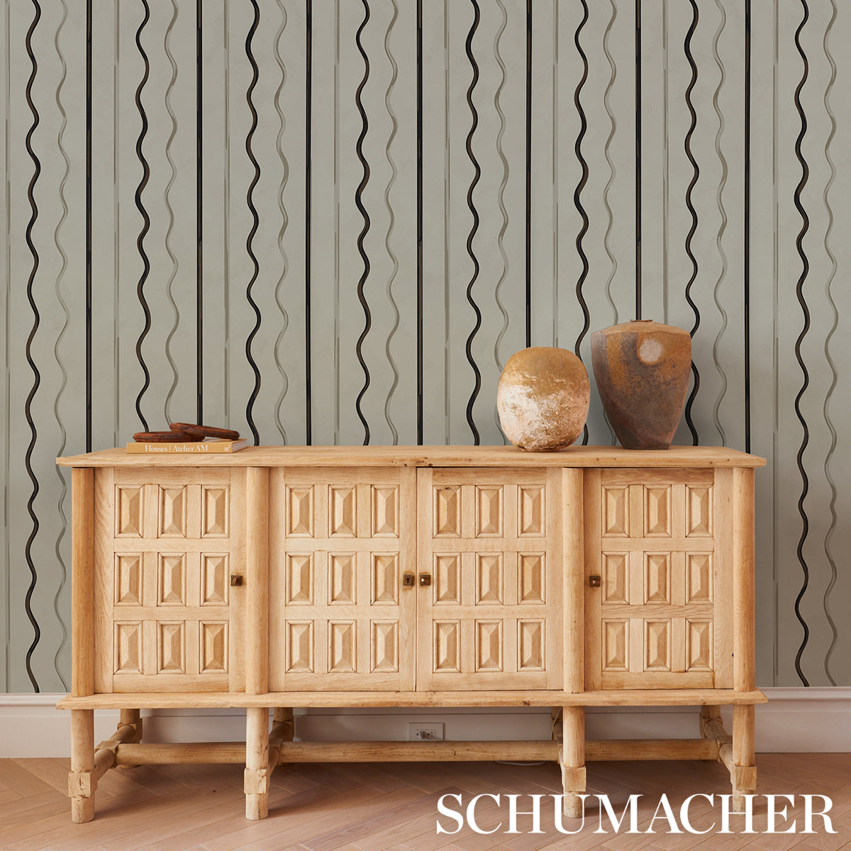 Schumacher Affogato Ivory & Carbon Wallpaper Sample 5015571