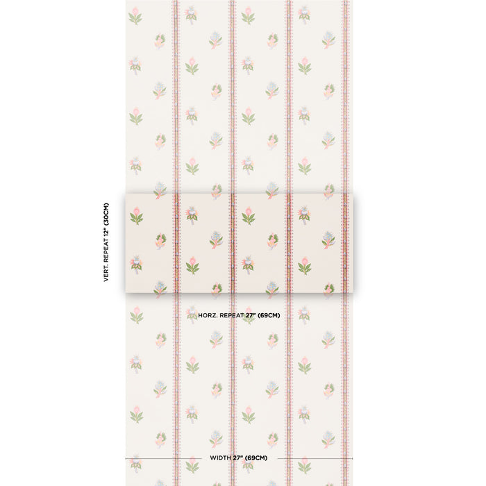 Schumacher Les Fleurs Exotiques Antique Rose Wallpaper Sample 5015660