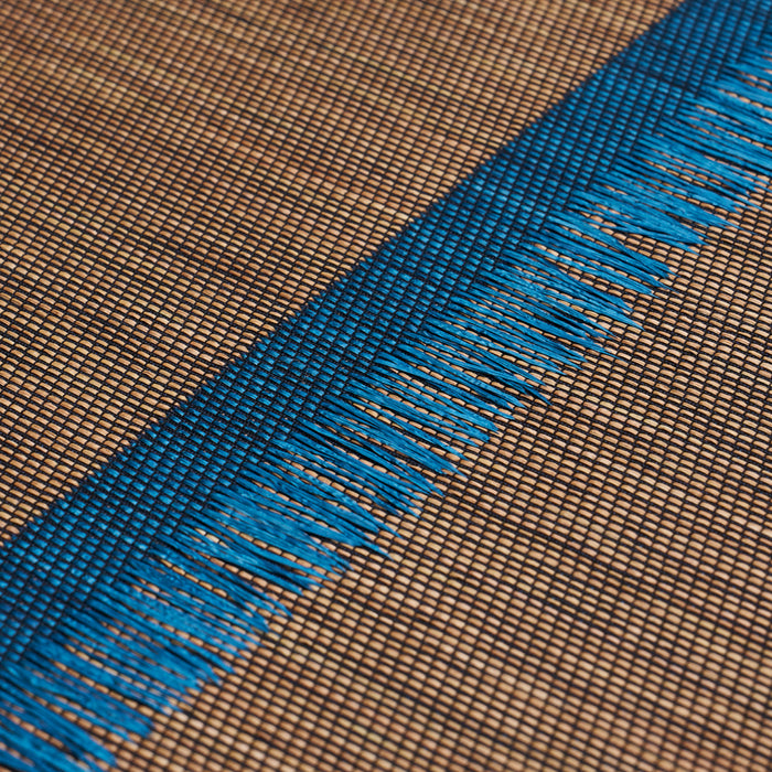 Schumacher Axel Fringe Wallcovering Peacock/Brown Wallpaper Sample 5015710