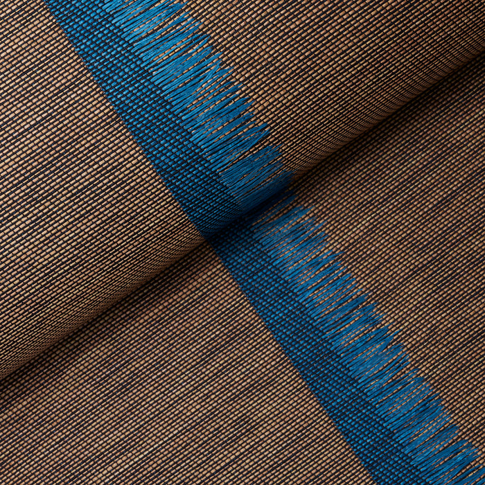 Schumacher Axel Fringe Wallcovering Peacock/Brown Wallpaper Sample 5015710
