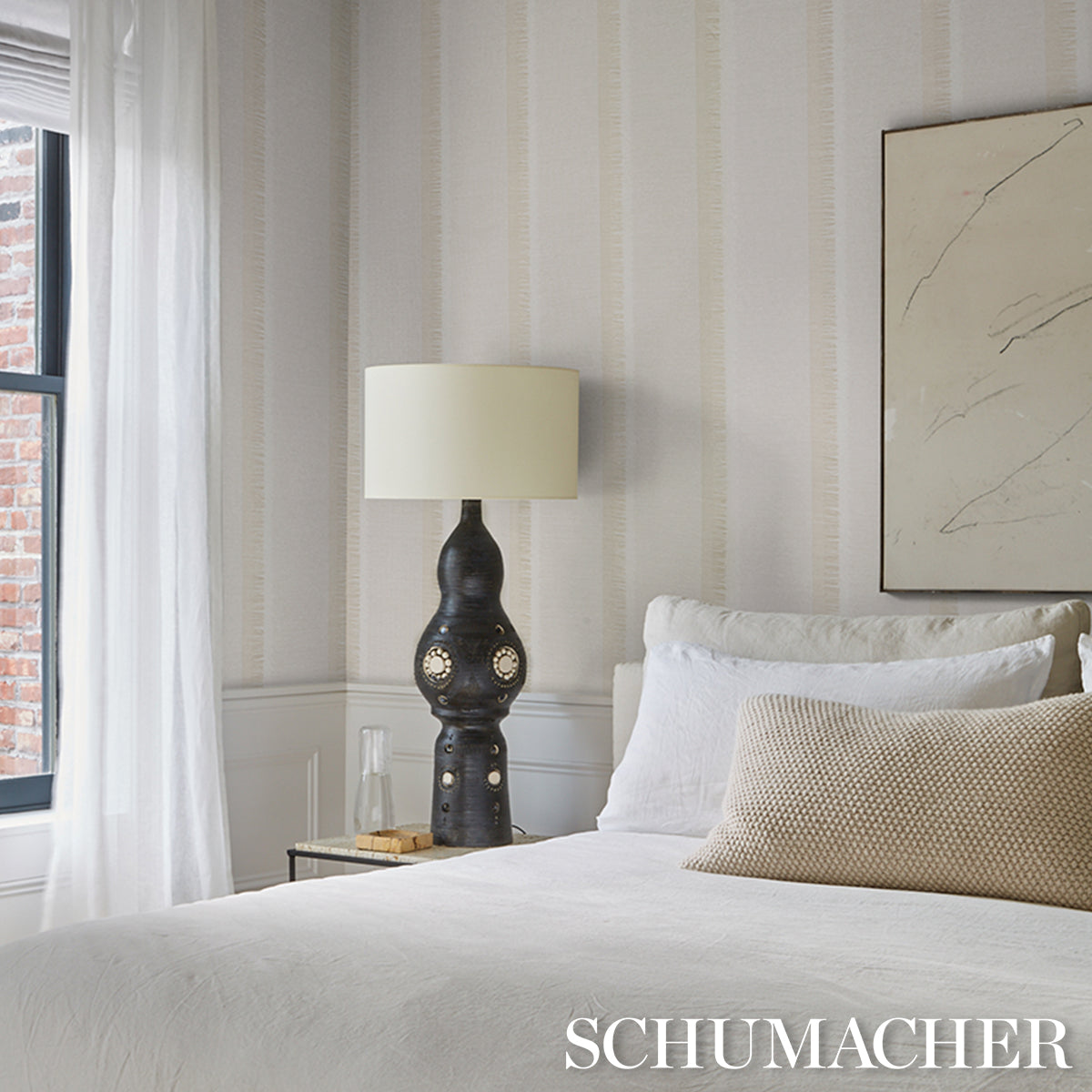 Schumacher Axel Fringe Wallcovering Parchment Wallpaper Sample 5015712