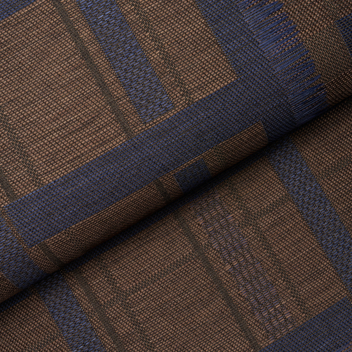 Schumacher Axel Plaid Wallcovering Navy/Espresso Wallpaper Sample 5015721