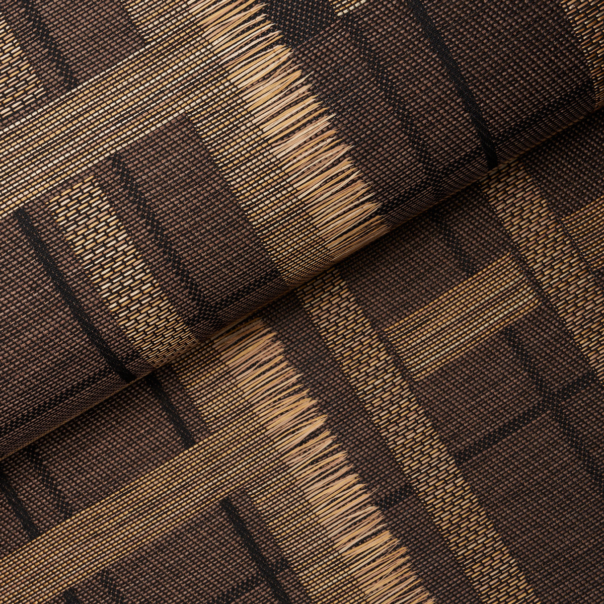 Schumacher Axel Plaid Wallcovering Saddle Brown Wallpaper Sample 5015722