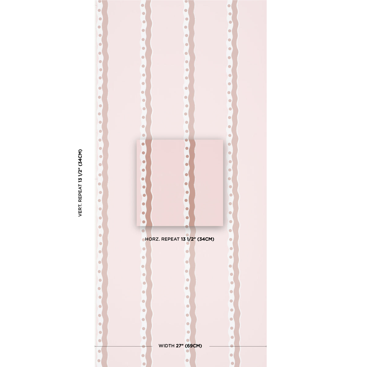 Schumacher Rousseau Stripe Cocoa & Blush Wallpaper Sample 5015741