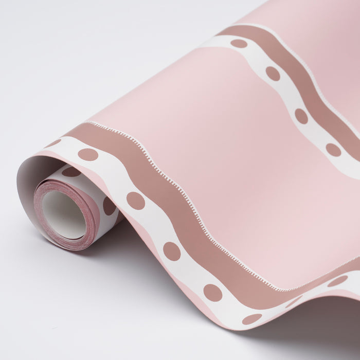 Schumacher Rousseau Stripe Cocoa & Blush Wallpaper Sample 5015741