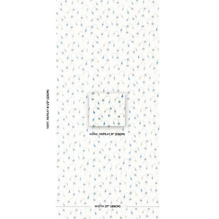 Schumacher Lolly Floral Blues Wallpaper Sample 5015750