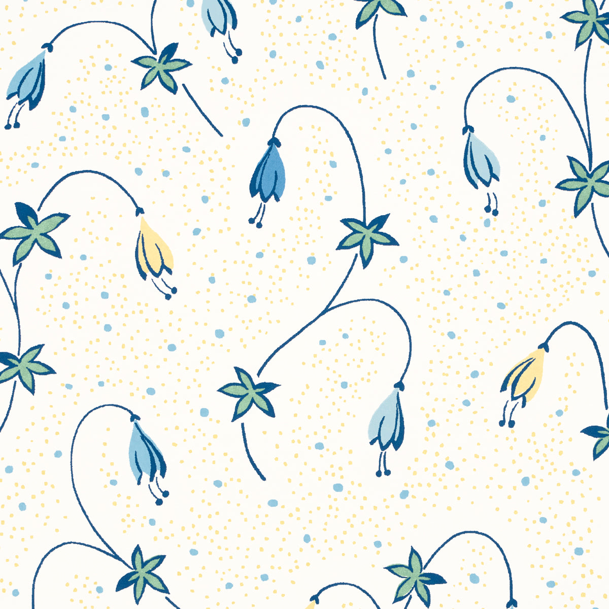 Schumacher Lolly Floral Blues Wallpaper Sample 5015750