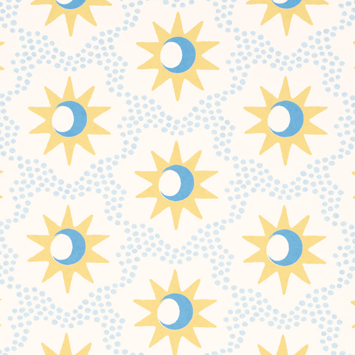 Schumacher Lucie Yellow & Sky Wallpaper Sample 5015760