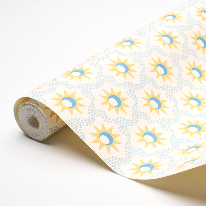 Schumacher Lucie Yellow & Sky Wallpaper Sample 5015760