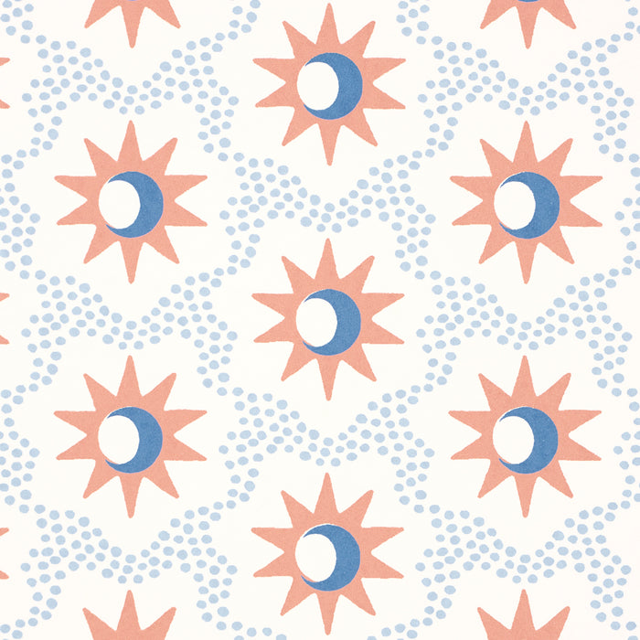 Schumacher Lucie Clay & Blue Wallpaper Sample 5015761