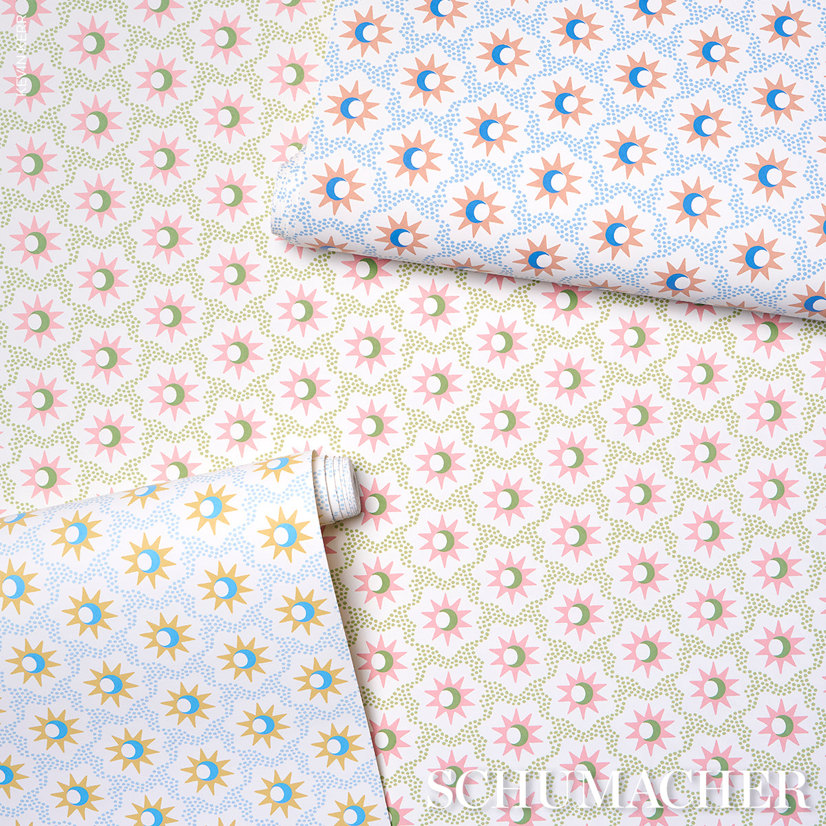 Schumacher Lucie Pink & Green Wallpaper Sample 5015762