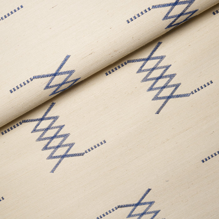 Schumacher Kin Sisal Embroidery Ink On Ivory Wallpaper 5015781