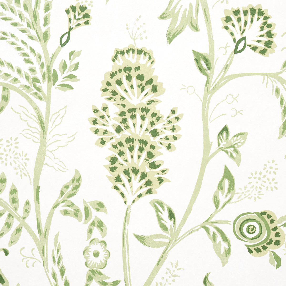 Schumacher Chinoiserie Grande Panel Set Leaf Green Wallpaper Sample 5015821