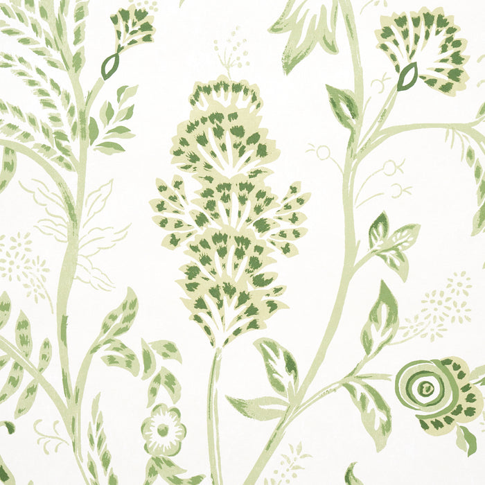 Schumacher Chinoiserie Grande Panel Set Leaf Green Wallpaper Sample 5015821
